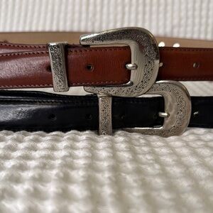 Two Leather Men's Belts ! One Black and one Brown . Size 44